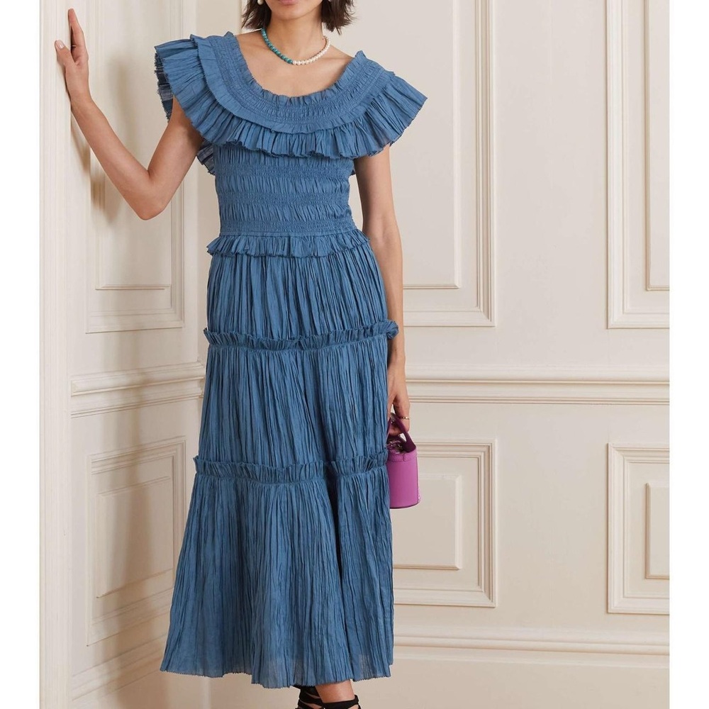 SEA NYC MICAH BLUE MIDI DRESS